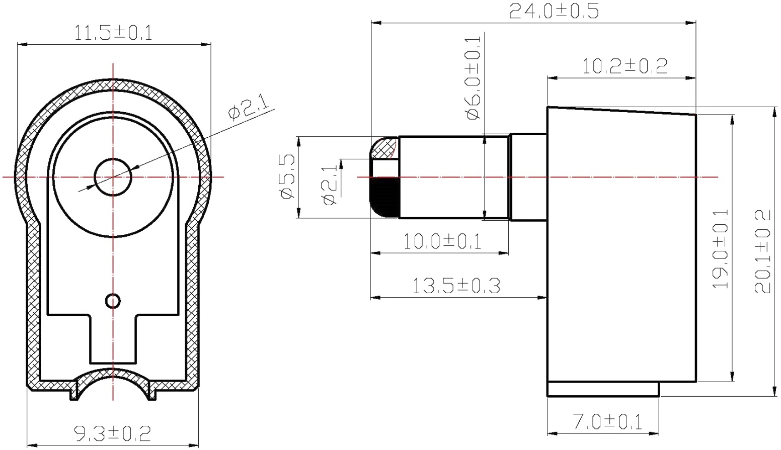 מחבר קונקטור למתח DC PRO SIGNAL 2.1MM
